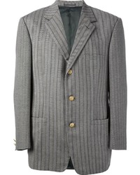 Мужской серый пиджак с узором "в ёлочку" от Versace