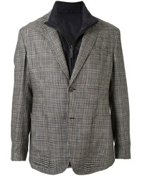 Мужской серый пиджак с узором "гусиные лапки" от Brioni