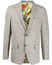 Мужской серый пиджак с узором "гусиные лапки" от Etro