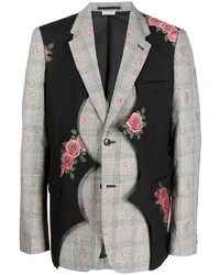 Мужской серый пиджак с цветочным принтом от Comme Des Garcons Homme Plus