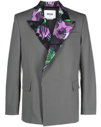 Мужской серый пиджак с цветочным принтом от MSGM