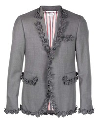 Мужской серый пиджак с цветочным принтом от Thom Browne