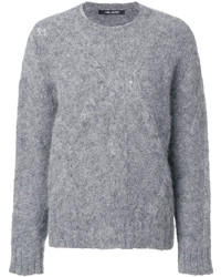 Женский серый пушистый свитер с круглым вырезом от Neil Barrett