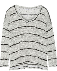 Женский серый свитер с v-образным вырезом в горизонтальную полоску от Splendid