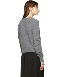Женский серый свитер с v-образным вырезом от MCQ