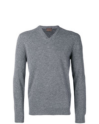 Мужской серый свитер с v-образным вырезом от Altea