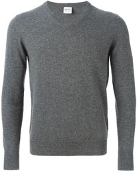 Мужской серый свитер с v-образным вырезом от Aspesi