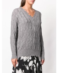 Женский серый свитер с v-образным вырезом от Pinko