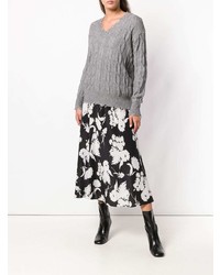 Женский серый свитер с v-образным вырезом от Pinko