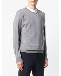 Мужской серый свитер с v-образным вырезом от Paul & Shark