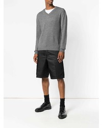 Мужской серый свитер с v-образным вырезом от Jil Sander