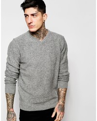 Мужской серый свитер с v-образным вырезом от Bellfield