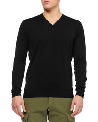 Мужской серый свитер с v-образным вырезом от John Smedley