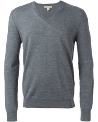 Мужской серый свитер с v-образным вырезом от Burberry