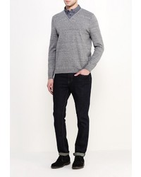 Мужской серый свитер с v-образным вырезом от Burton Menswear London