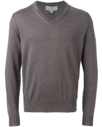Мужской серый свитер с v-образным вырезом от Canali