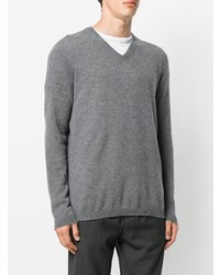Мужской серый свитер с v-образным вырезом от Roberto Collina