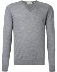 Мужской серый свитер с v-образным вырезом от Cerruti