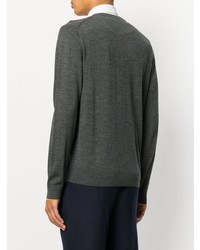 Мужской серый свитер с v-образным вырезом от Ps By Paul Smith