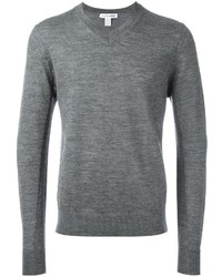 Мужской серый свитер с v-образным вырезом от Comme des Garcons