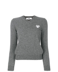 Женский серый свитер с v-образным вырезом от Comme Des Garcons Play