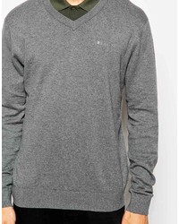 Мужской серый свитер с v-образным вырезом от Esprit