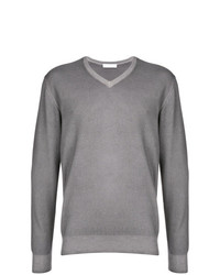 Мужской серый свитер с v-образным вырезом от Cruciani
