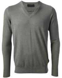 Мужской серый свитер с v-образным вырезом от Diesel Black Gold