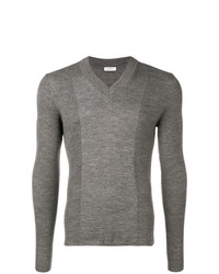 Мужской серый свитер с v-образным вырезом от Dirk Bikkembergs