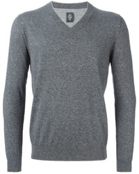 Мужской серый свитер с v-образным вырезом от Eleventy