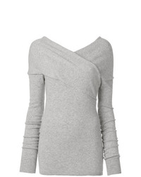 Женский серый свитер с v-образным вырезом от Emilio Pucci