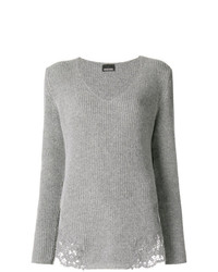 Женский серый свитер с v-образным вырезом от Ermanno Ermanno