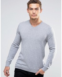 Мужской серый свитер с v-образным вырезом от Esprit