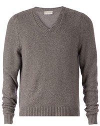Мужской серый свитер с v-образным вырезом от Faith Connexion