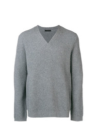 Мужской серый свитер с v-образным вырезом от Falke