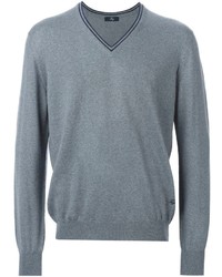 Мужской серый свитер с v-образным вырезом от Fay