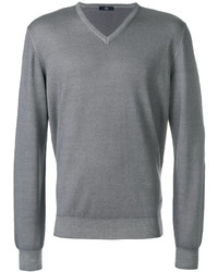 Мужской серый свитер с v-образным вырезом от Fay