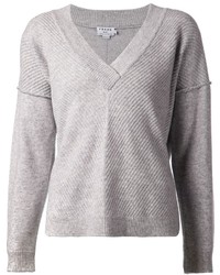 Женский серый свитер с v-образным вырезом от Frame Denim