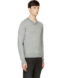 Мужской серый свитер с v-образным вырезом от Diesel