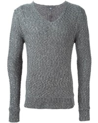 Мужской серый свитер с v-образным вырезом от John Varvatos
