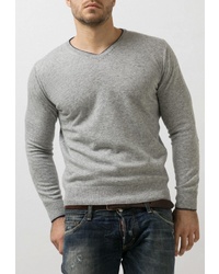 Мужской серый свитер с v-образным вырезом от Junberg