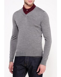 Мужской серый свитер с v-образным вырезом от Lacoste