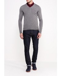 Мужской серый свитер с v-образным вырезом от Lacoste