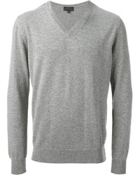 Мужской серый свитер с v-образным вырезом от Lanvin