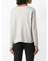 Женский серый свитер с v-образным вырезом от Lamberto Losani