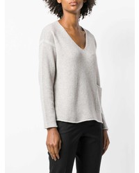 Женский серый свитер с v-образным вырезом от Lamberto Losani