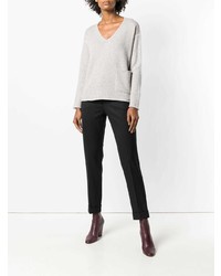 Женский серый свитер с v-образным вырезом от Lamberto Losani