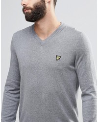 Мужской серый свитер с v-образным вырезом от Lyle & Scott