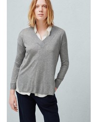 Женский серый свитер с v-образным вырезом от Mango