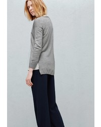 Женский серый свитер с v-образным вырезом от Mango